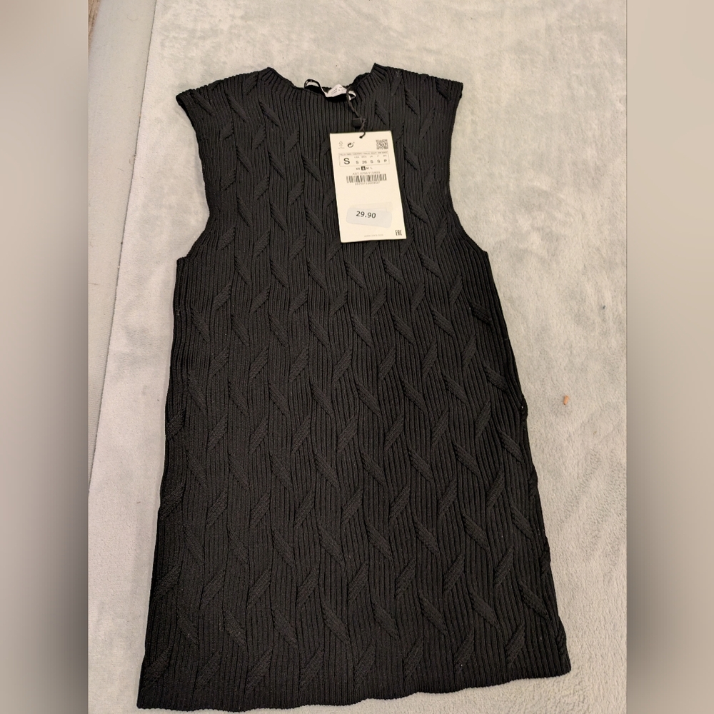 Zara Black Textured Tank Top